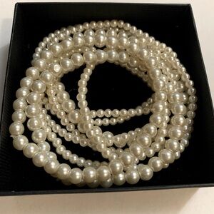 Faux Pearl Stackable Bracelets set of 9